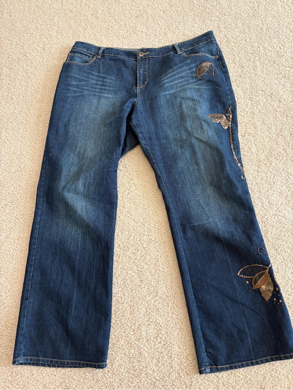 Coldwater Creek Blue Embroidered Flare Jeans with Butterfly Accents - Picture 8 of 8